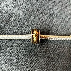 RETIRED Pandora Golden Floral Vintage Spacer Charm